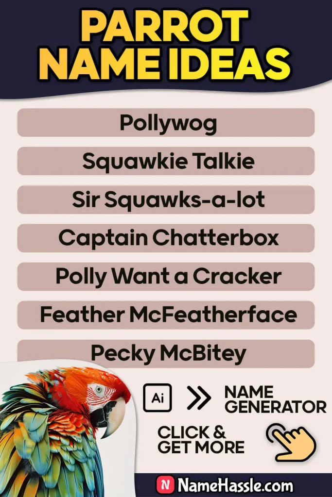 Cute And Catchy Parrot Names Ideas Generator 12