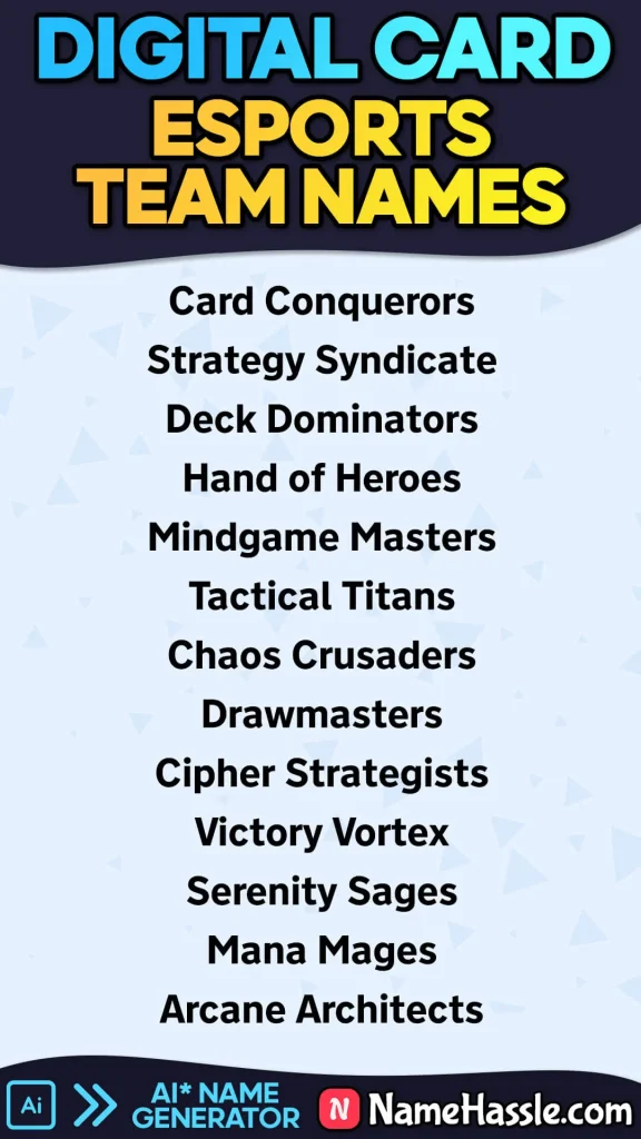 Digital Card Game Esports Team Names