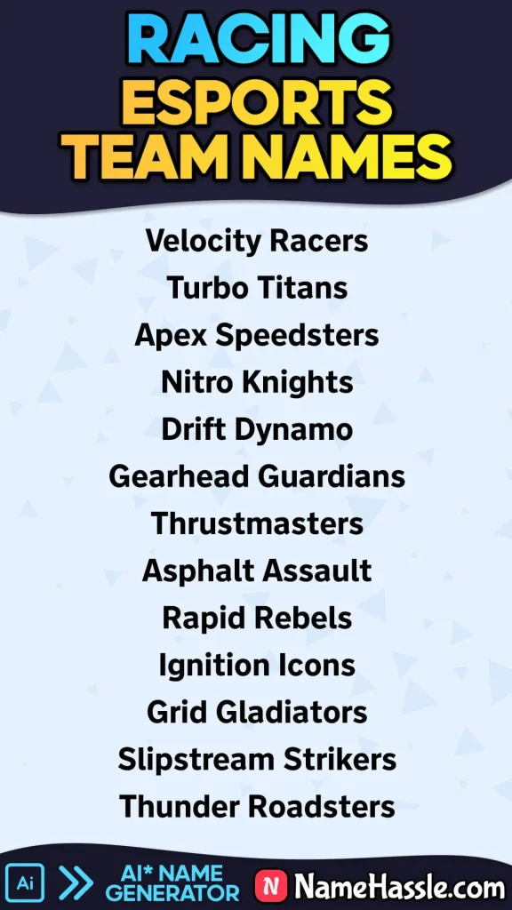 Esports Team Names For Racing Games