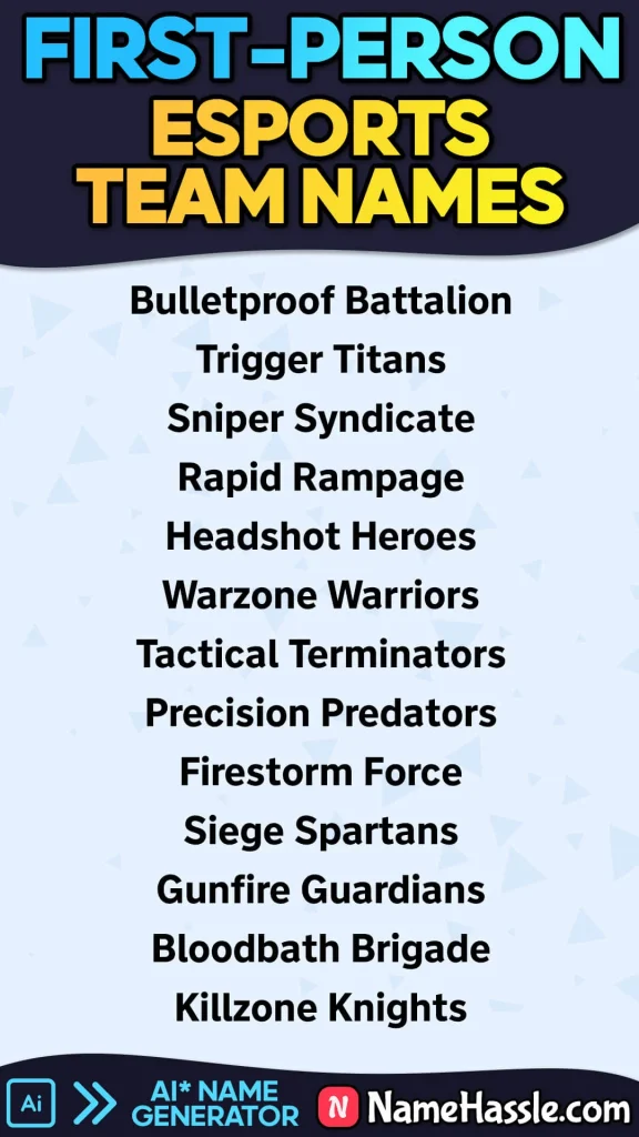 First Person Shooter Esports Team Names