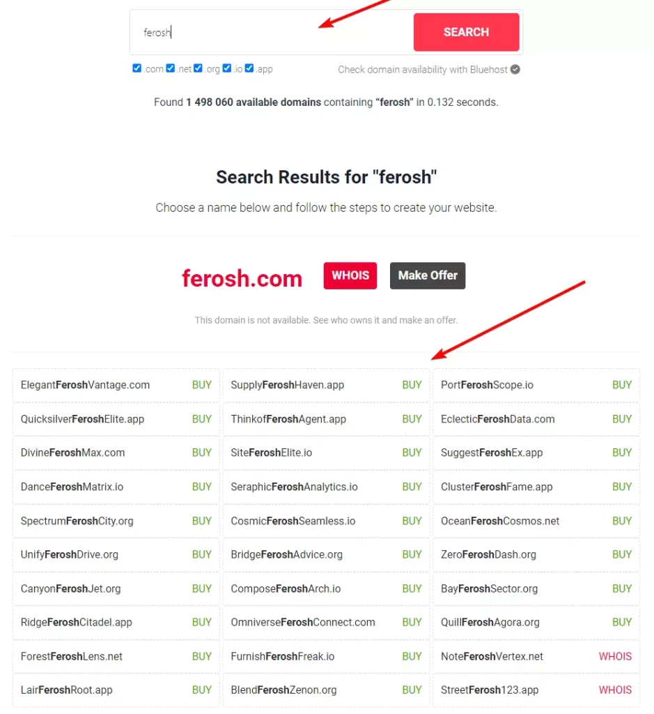 How to choose a brand name NameHassle.com Brand Name Generator search results for ferosh