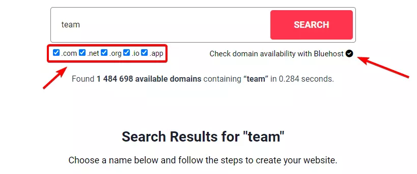 NameHassle.com team name generator search filters