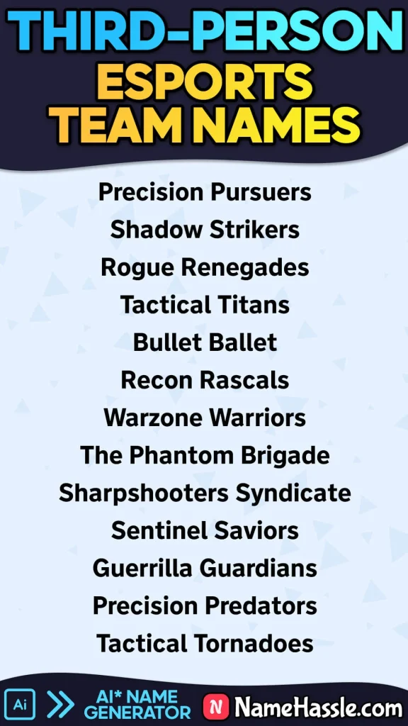 Third Person Shooter Team Names For Esports